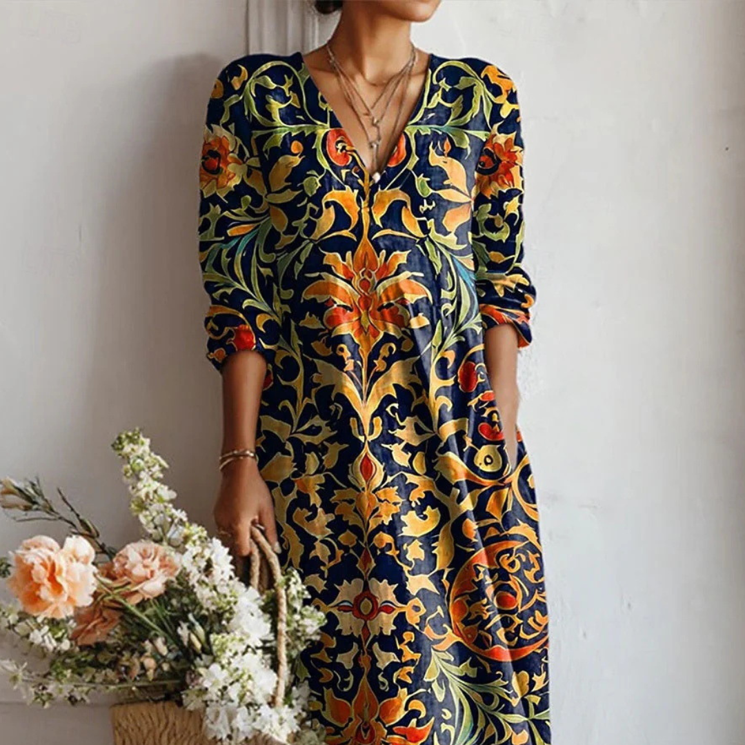 Royal Garden Bohemian Midi Dress