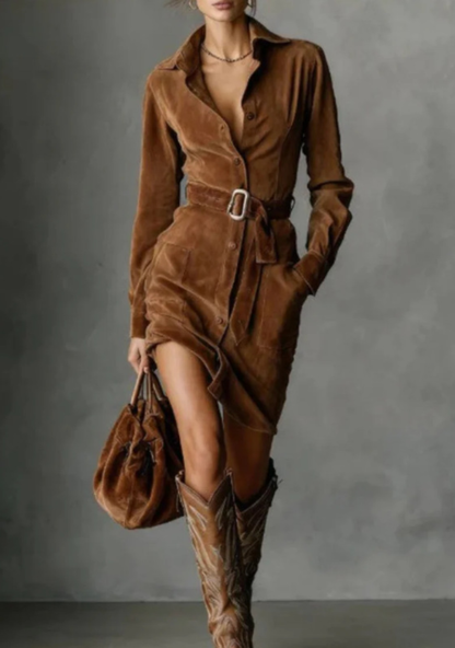 Celuna SoftSuede – Long Sleeve Midi Dress
