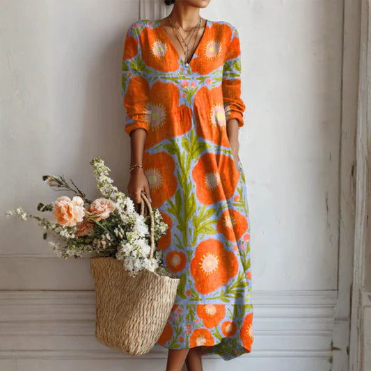 Sunblossom Vintage Floral Midi Dress