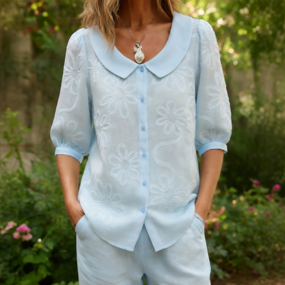 Sky Blossom Lace Blouse