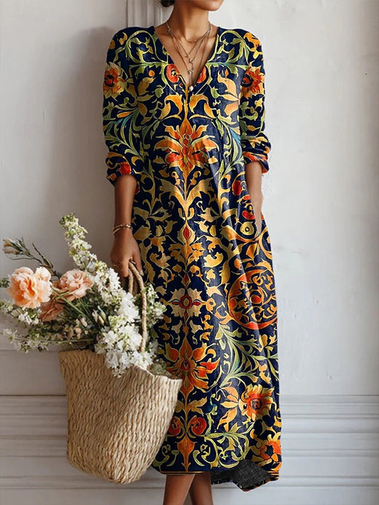 Royal Garden Bohemian Midi Dress